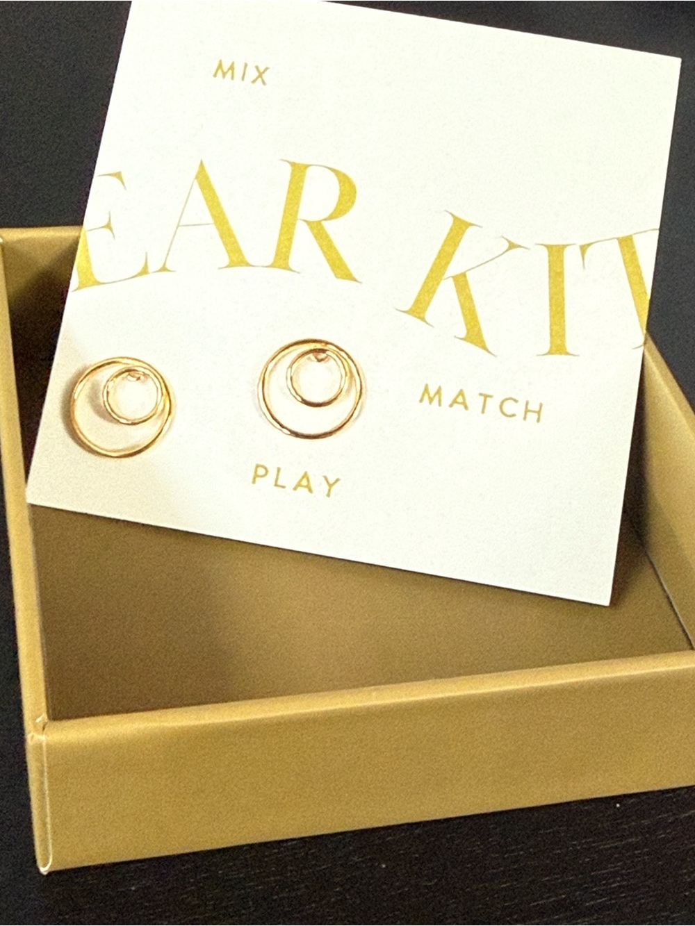 Ear Kit Gold Concentric Circle Stud Earrings | Dainty Minimalist Stack